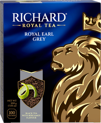Чай черный RICHARD Royal Earl Grey Цейлонский с ароматом бергамота байховый, 100пак