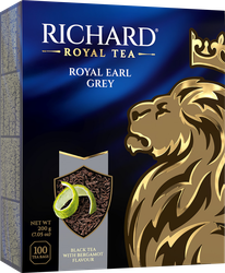 Чай черный RICHARD Royal Earl Grey Цейлонский с ароматом бергамота байховый, 100пак