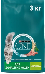 Корм сухой для взрослых кошек PURINA ONE Housecat с индейкой и цельными злаками, 3кг