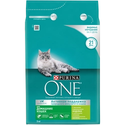 Корм сухой для взрослых кошек PURINA ONE Housecat с индейкой и цельными злаками, 3кг