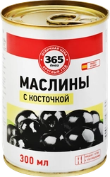 Маслины с косточкой 365 ДНЕЙ черные, 300/314мл