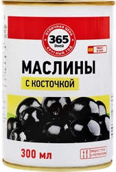 Маслины с косточкой 365 ДНЕЙ черные, 300/314мл