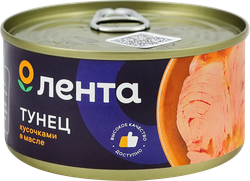 Тунец ЛЕНТА кусочки в масле, 185г
