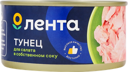 Тунец ЛЕНТА рубленный в собственном соку, 185г