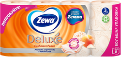 Бумага туалетная ZEWA Deluxe 3-слоя с ароматом персика, 8шт