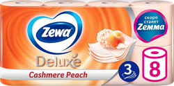 Бумага туалетная ZEWA Deluxe 3-слоя с ароматом персика, 8шт