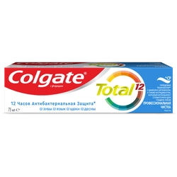 Зубная паста COLGATE Total 12 Профессиональная чистка со специальным ингредиентом для гладких и блестящих зубов, с цинком и аргинином для антибактериальной защиты, 75мл