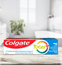 Зубная паста COLGATE Total 12 Профессиональная чистка со специальным ингредиентом для гладких и блестящих зубов, с цинком и аргинином для антибактериальной защиты, 75мл