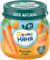 Пюре овощное ФРУТОНЯНЯ Морковь, с 4 месяцев, 80г