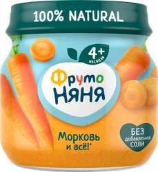 Пюре овощное ФРУТОНЯНЯ Морковь, с 4 месяцев, 80г