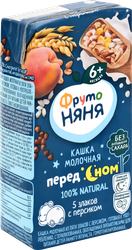 Кашка мультизлаковая ФРУТОНЯНЯ молочная, с персиком и пребиотиками, с 6 месяцев, 200мл