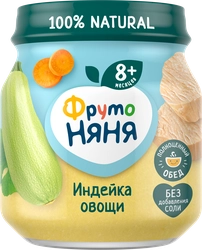 Пюре мясо-растительное ФРУТОНЯНЯ Индейка с овощами, с 8 месяцев, 100г