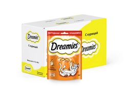 Лакомство для кошек DREAMIES Подушечки с курицей, 140г