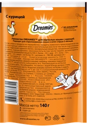 Лакомство для кошек DREAMIES Подушечки с курицей, 140г