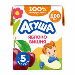 Изображение товара Сок детский АГУША Яблоко-вишня с 5 месяцев, 200мл