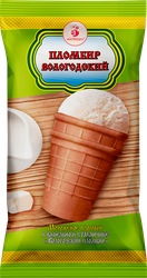 Изображение товара Мороженое ВОЛОГОДСКИЙ ПЛОМБИР Пломбир ванильный 15%, без змж, вафельный стаканчик, 100г