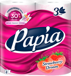 Изображение товара Бумага туалетная PAPIA Strawberry Dream 3-слоя, 4шт