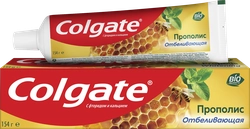 Зубная паста COLGATE Прополис отбеливающая с натуральными ингредиентами для бережного отбеливания зубов и сохранения здоровья десен, 100мл