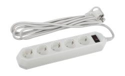 Изображение товара Сетевой фильтр ЭРА 5 розеток с заземлением с выключателем, 5м