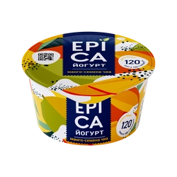 Йогурт EPICA с манго и семенами чиа 5%, без змж, 130г