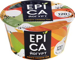 Йогурт EPICA с манго и семенами чиа 5%, без змж, 130г