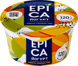 Йогурт EPICA с манго и семенами чиа 5%, без змж, 130г
