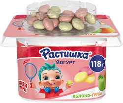 Изображение товара Йогурт для детей РАСТИШКА Яблоко, груша с печеньем 3%, без змж, 118г