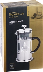 Френч-пресс HOMECLUB Aroma 600мл, стекло, нержавеющая сталь Арт. 321519