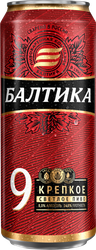 Пиво светлое БАЛТИКА №9 Легендарное крепкое пастеризованное 8%, 0.45л