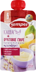 Пюре фруктово-злаковое SEMPER Мультифруктовое, с кашей, с 6 месяцев, 120г