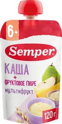 Изображение товара Пюре фруктово-злаковое SEMPER Мультифруктовое, с кашей, с 6 месяцев, 120г