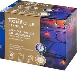 Электрогирлянда для внутренних помещений и улицы HOMECLUB Premium 240 двуцветных LED-ламп, 18м, теплый белый/мультиколор, IP44 Арт. XY81C240BL-WW/M