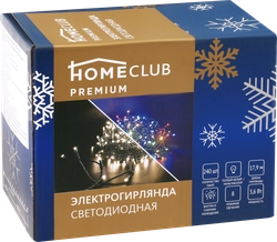 Электрогирлянда для внутренних помещений и улицы HOMECLUB Premium 240 двуцветных LED-ламп, 18м, теплый белый/мультиколор, IP44 Арт. XY81C240BL-WW/M