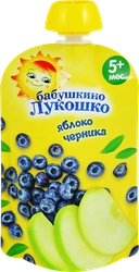 Пюре фруктово-ягодное БАБУШКИНО ЛУКОШКО Яблоко-черника, с 5 месяцев, 90г