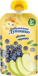 Изображение товара Пюре фруктово-ягодное БАБУШКИНО ЛУКОШКО Яблоко-черника, с 5 месяцев, 90г