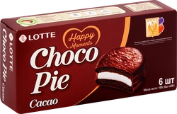 Пирожное LOTTE Choco Pie cacao бисквитное в шоколадной глазури, 6х28г