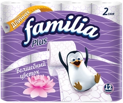 Бумага туалетная FAMILIA Plus Магический цветок 2-слоя, 12шт