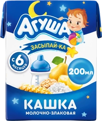 Кашка злаковая АГУША Засыпай-ка молочная 2,7%, с грушей и бананом, с 6 месяцев, 200мл