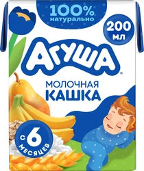 Кашка злаковая АГУША Засыпай-ка молочная 2,7%, с грушей и бананом, с 6 месяцев, 200мл