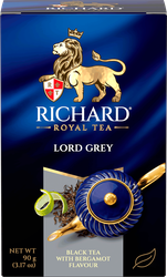 Чай черный RICHARD Lord Grey Цейлонский с ароматом бергамота и лимона, 
листовой, 90г