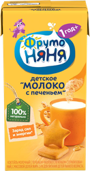 Молоко детское ФРУТОНЯНЯ Молоко с печеньем 2,4%, без змж, 200мл