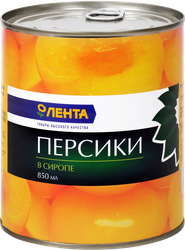 Персики ЛЕНТА половинки в сиропе, 850мл