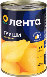 Груши ЛЕНТА кусочки в сиропе, 425мл