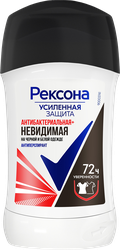 Изображение товара Дезодорант-антиперспирант стик женский РЕКСОНА Антибактериальный Невидимый на черном и белом, 40мл