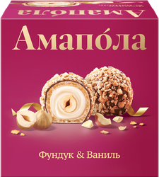 Конфеты АМАПОЛА вафельные глазированные Фундук и ваниль, 100г