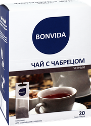 Чай черный BONVIDA с чабрецом для заваривания в 
чайнике, 20пак