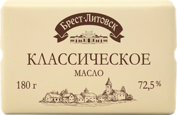 Изображение товара Масло сладкосливочное БРЕСТ-ЛИТОВСК Классическое несоленое 72,5%, без змж, 180г