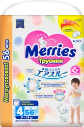 Подгузники-трусики детские MERRIES L 9–14кг, 56шт