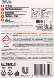 Блок для унитаза DOMESTOS Power 5 Ледяная магнолия, 55г