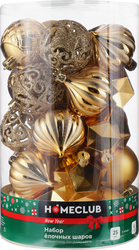 Изображение товара Набор елочных шаров HOMECLUB Классическое рождество d=6см, разной фактуры, пластик Арт. TS006-215F25A/AC4/3378, 25шт